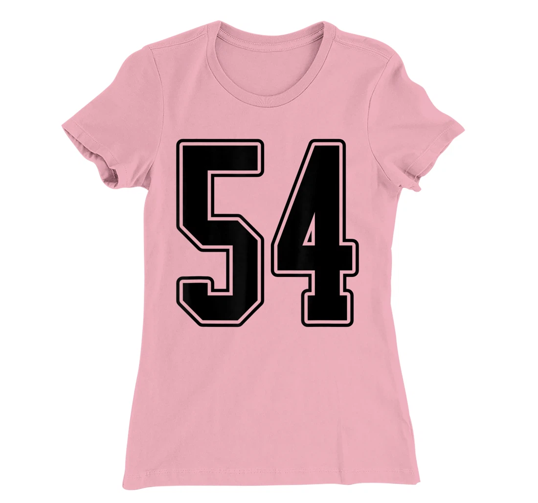 Womens #54 Black Outline Number 54 Sports Fan Jersey Style Easy T-Shirt, Kid T-Shirt and Women T-Shirt