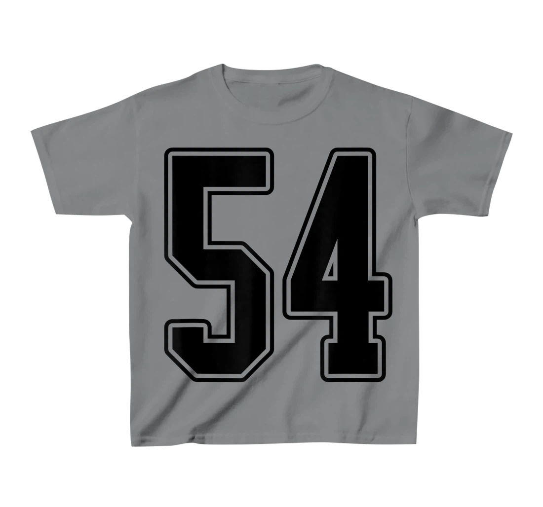 Womens #54 Black Outline Number 54 Sports Fan Jersey Style Easy T-Shirt, Kid T-Shirt and Women T-Shirt