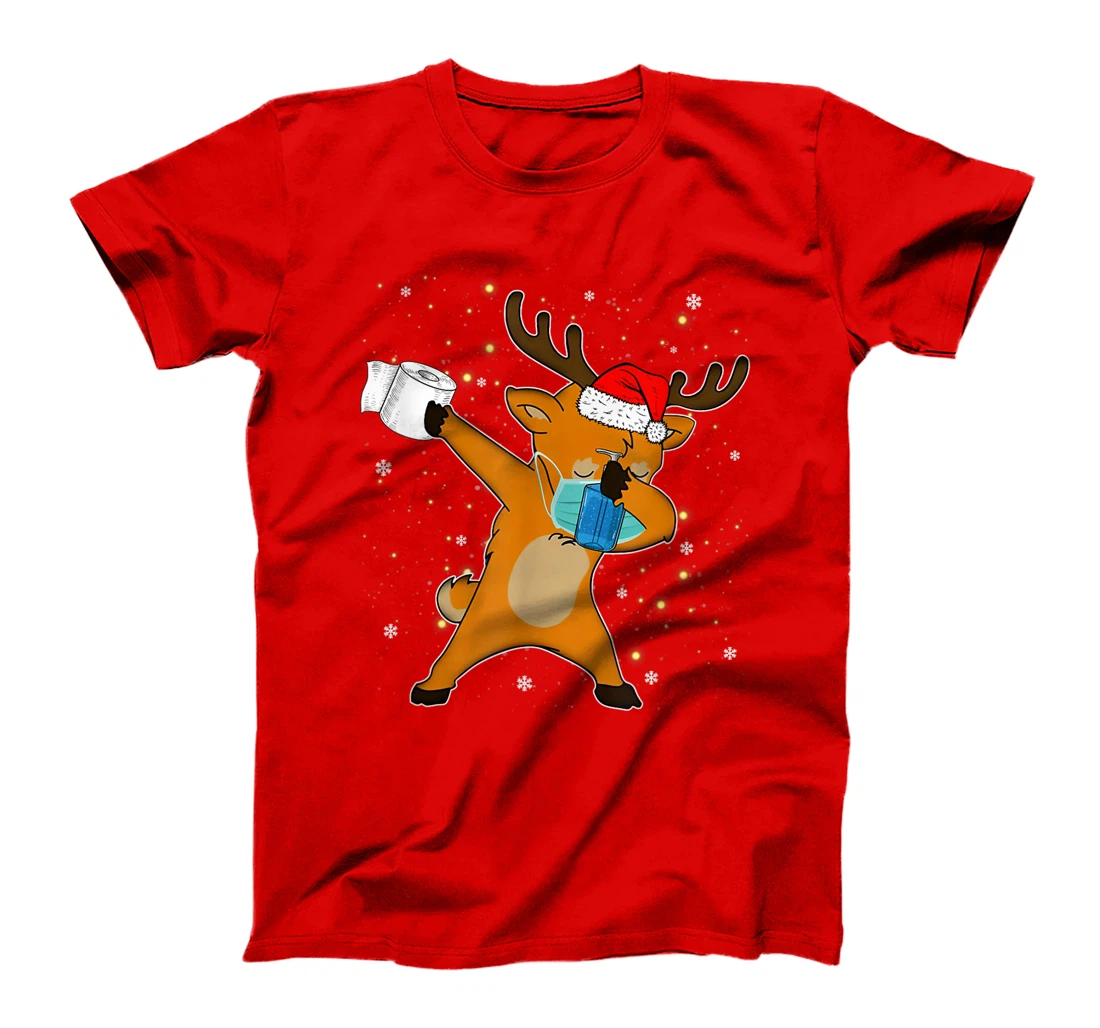 Dabbing Reindeer Mask Toilet Paper Quarantine Pajamas Gift T-Shirt, Kid T-Shirt and Women T-Shirt