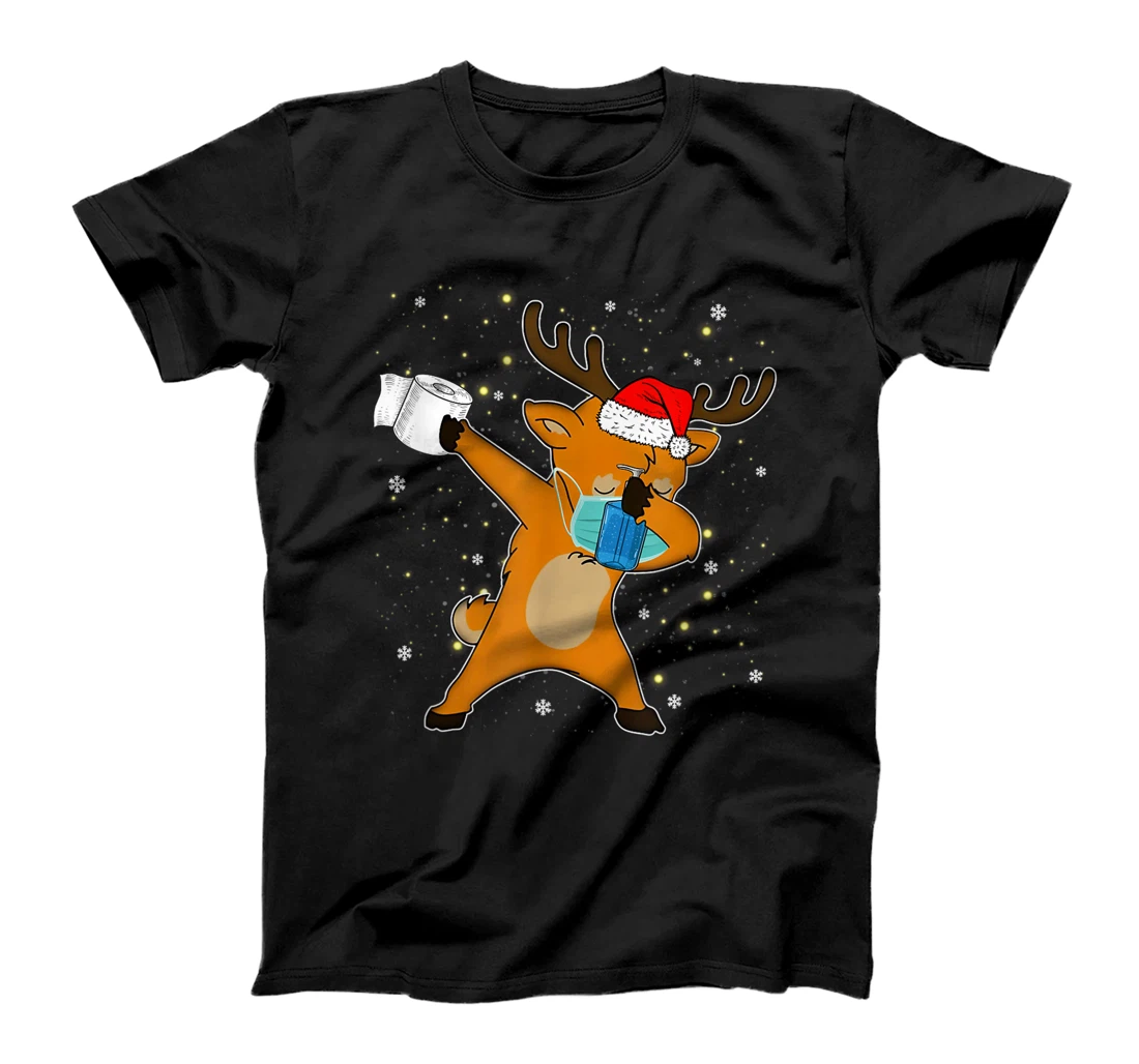 Dabbing Reindeer Mask Toilet Paper Quarantine Pajamas Gift T-Shirt, Kid T-Shirt and Women T-Shirt
