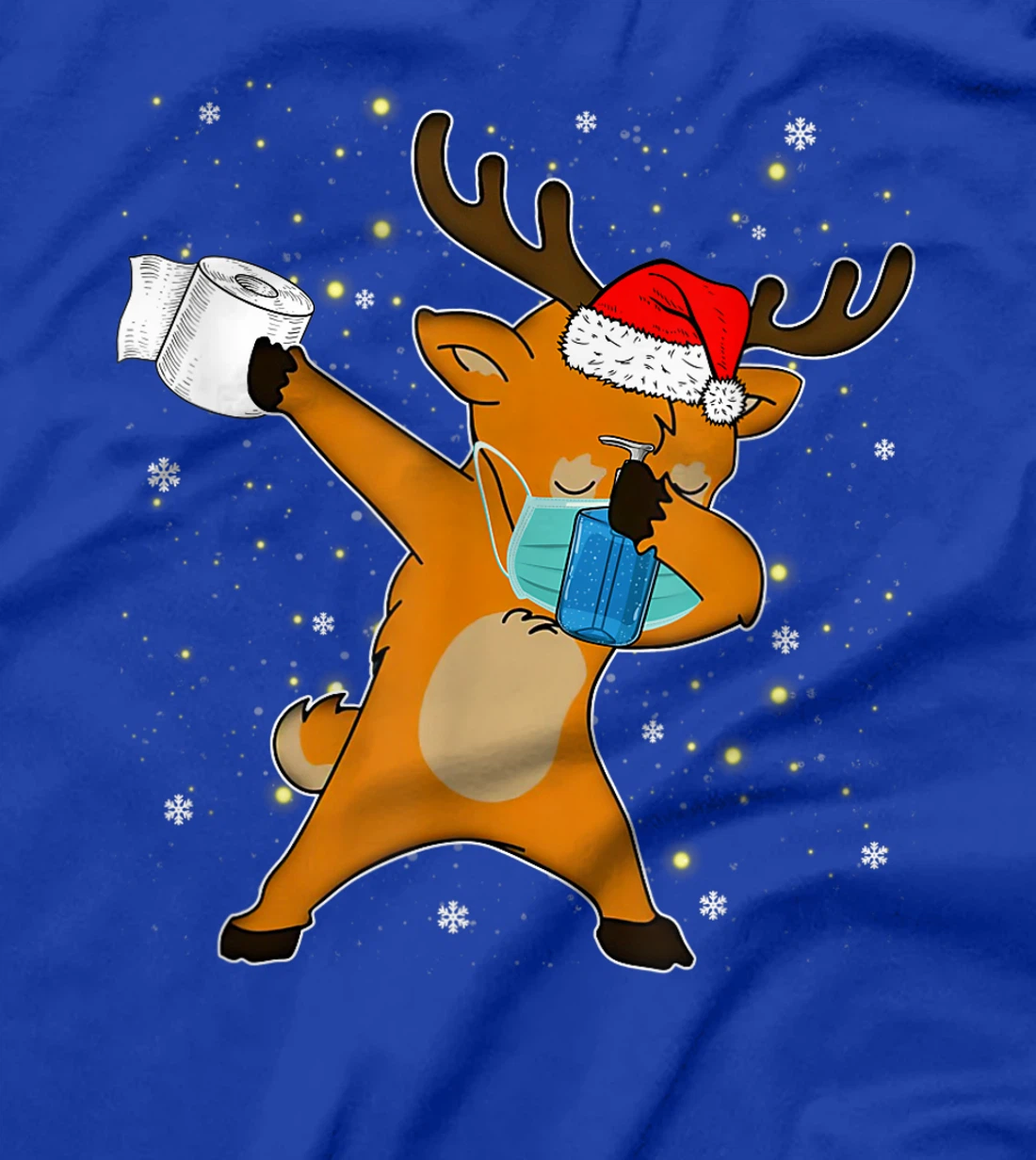 Dabbing Reindeer Mask Toilet Paper Quarantine Pajamas Gift T-Shirt, Kid T-Shirt and Women T-Shirt