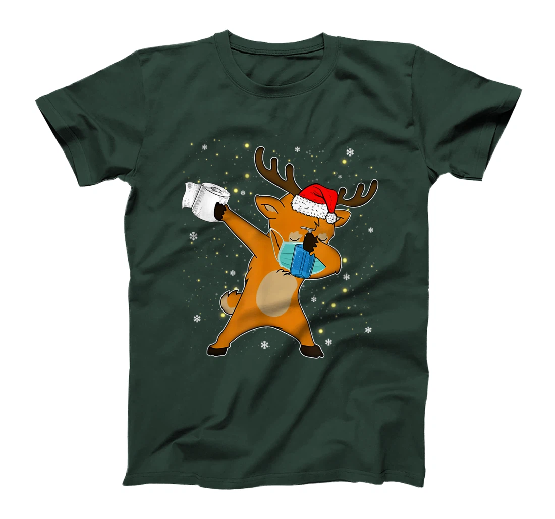 Dabbing Reindeer Mask Toilet Paper Quarantine Pajamas Gift T-Shirt, Kid T-Shirt and Women T-Shirt