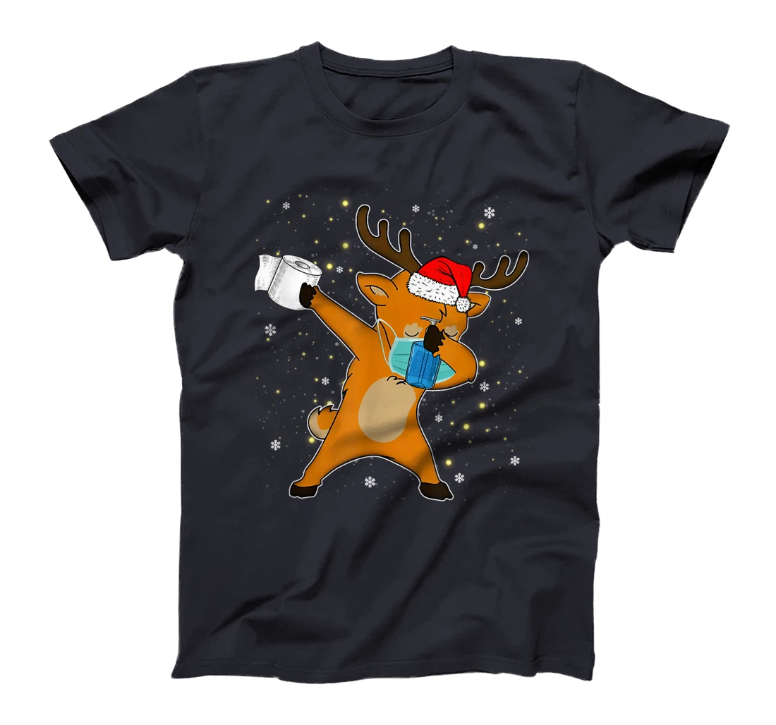 Dabbing Reindeer Mask Toilet Paper Quarantine Pajamas Gift T-Shirt, Kid T-Shirt and Women T-Shirt