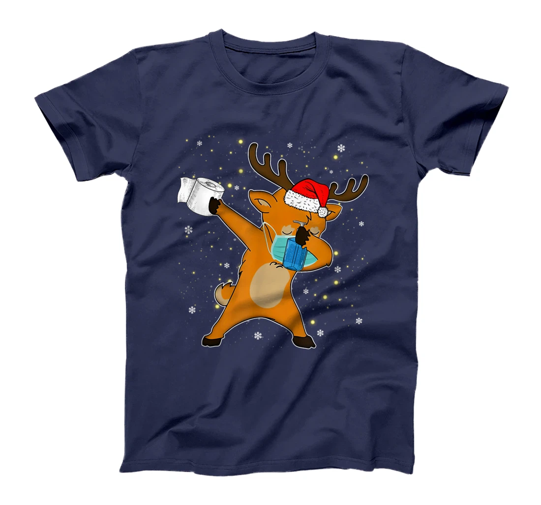 Dabbing Reindeer Mask Toilet Paper Quarantine Pajamas Gift T-Shirt, Kid T-Shirt and Women T-Shirt