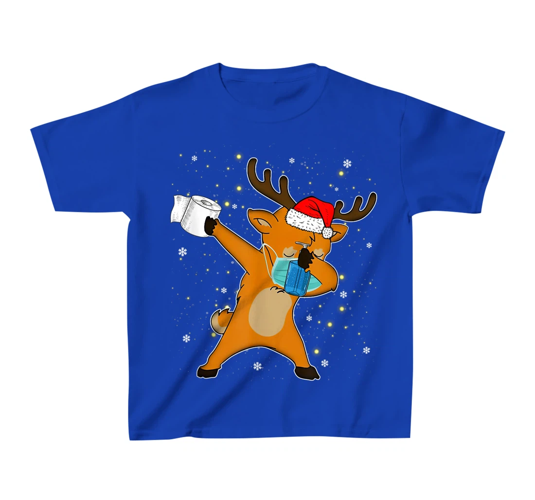 Dabbing Reindeer Mask Toilet Paper Quarantine Pajamas Gift T-Shirt, Kid T-Shirt and Women T-Shirt