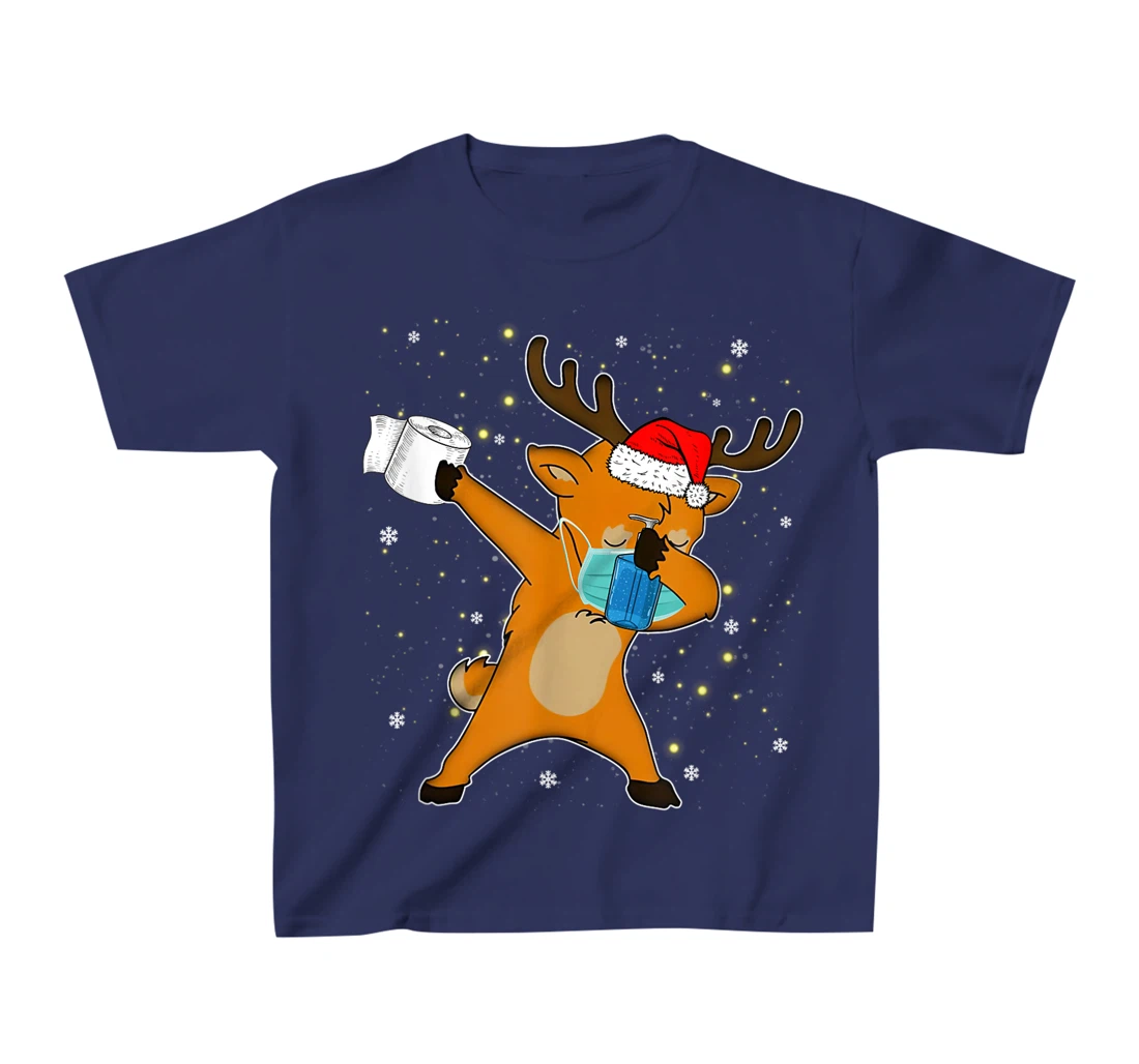 Dabbing Reindeer Mask Toilet Paper Quarantine Pajamas Gift T-Shirt, Kid T-Shirt and Women T-Shirt
