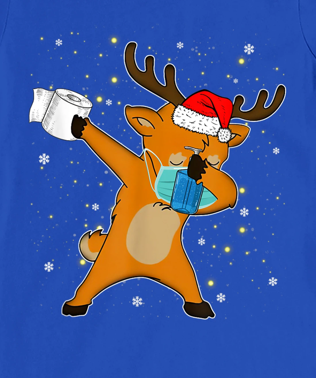 Dabbing Reindeer Mask Toilet Paper Quarantine Pajamas Gift T-Shirt, Kid T-Shirt and Women T-Shirt