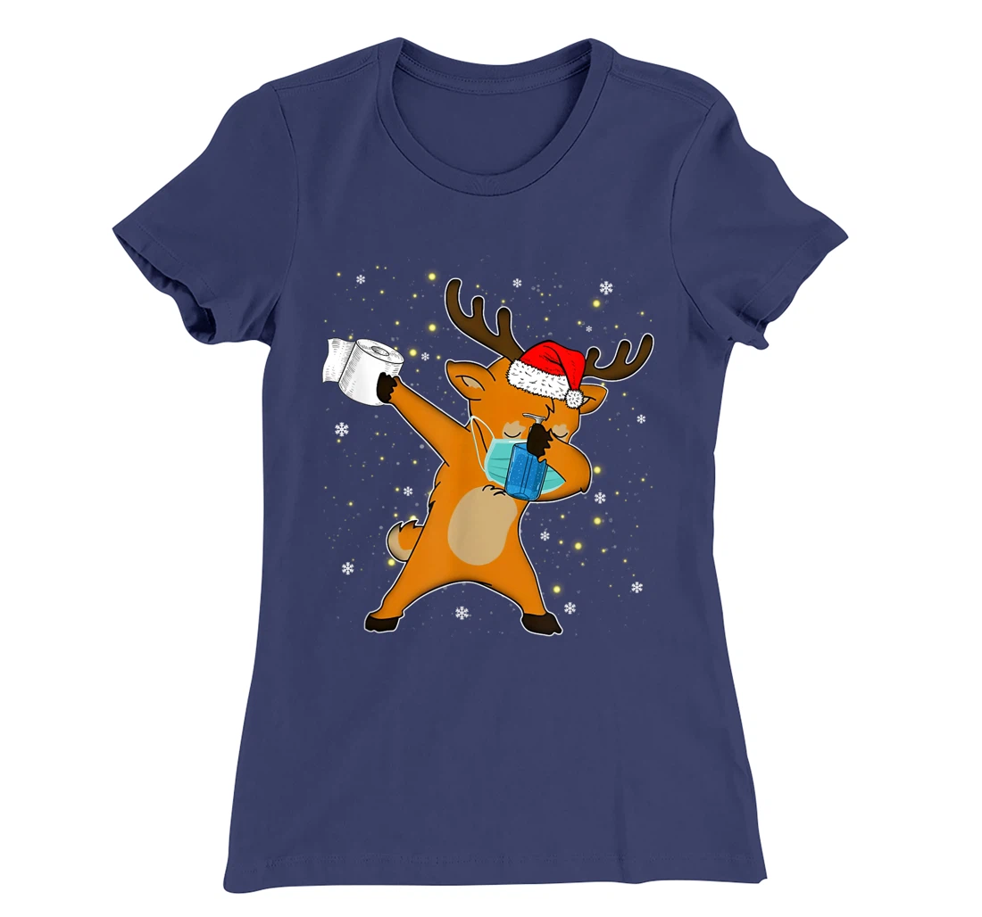 Dabbing Reindeer Mask Toilet Paper Quarantine Pajamas Gift T-Shirt, Kid T-Shirt and Women T-Shirt
