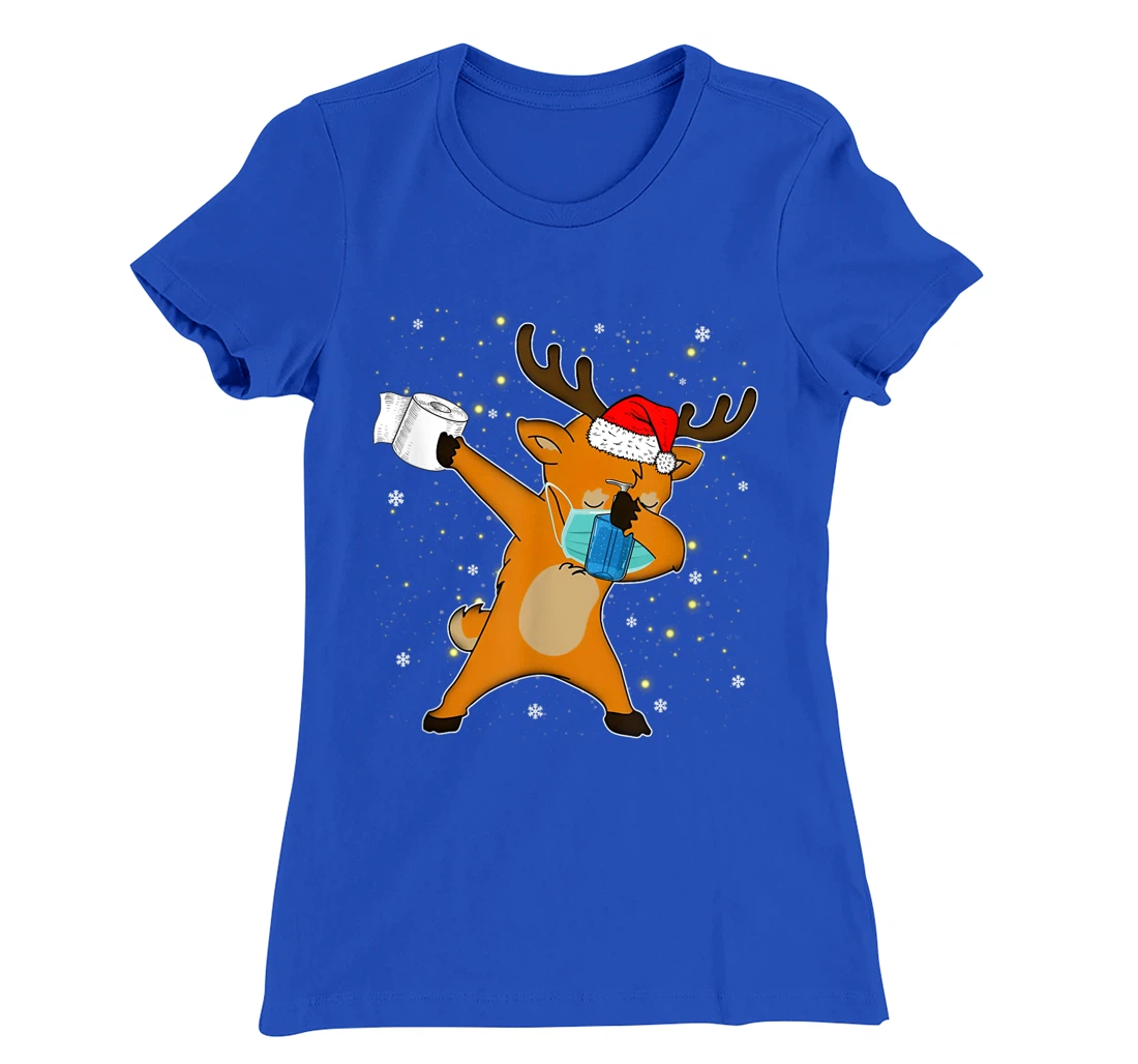 Dabbing Reindeer Mask Toilet Paper Quarantine Pajamas Gift T-Shirt, Kid T-Shirt and Women T-Shirt