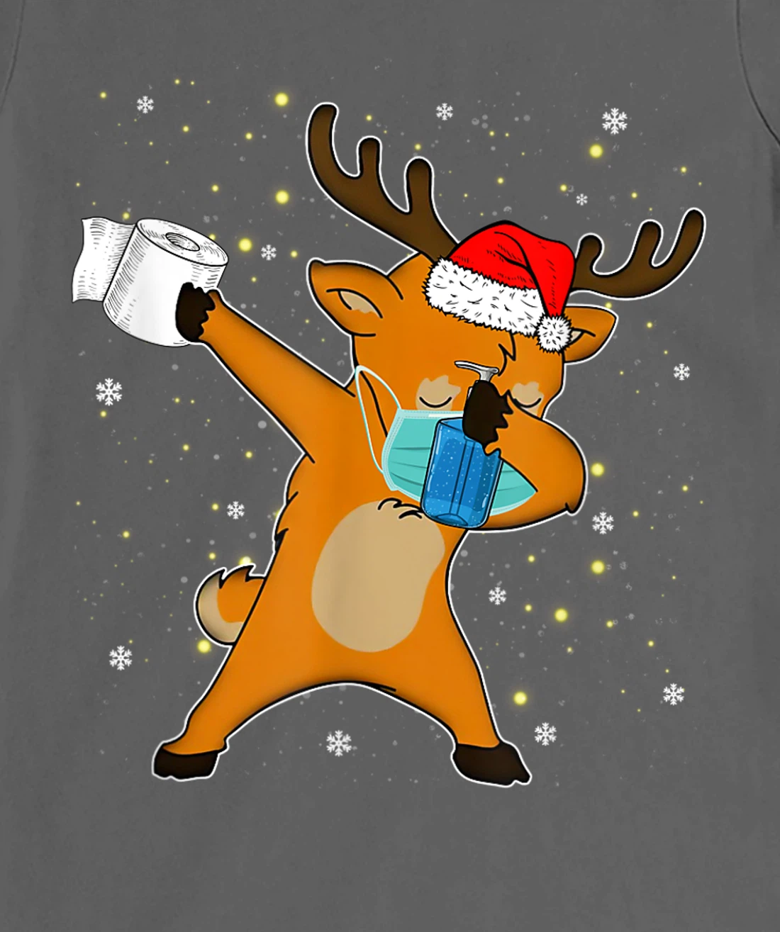 Dabbing Reindeer Mask Toilet Paper Quarantine Pajamas Gift T-Shirt, Kid T-Shirt and Women T-Shirt