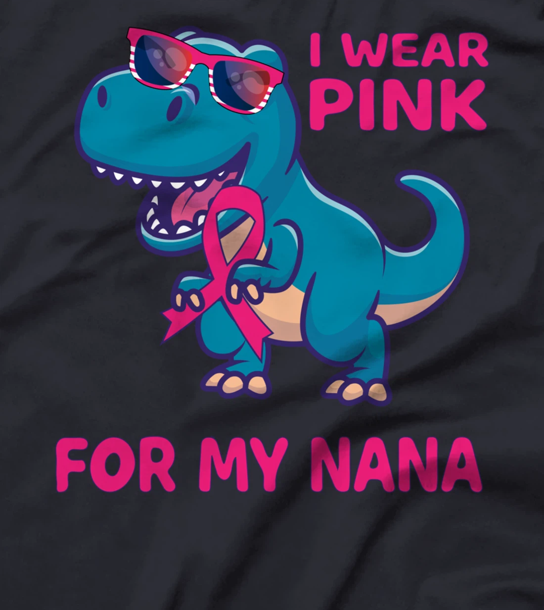 Pink Ribbon T-Rex Grandma Breast Cancer Awareness Toddlers T-Shirt
