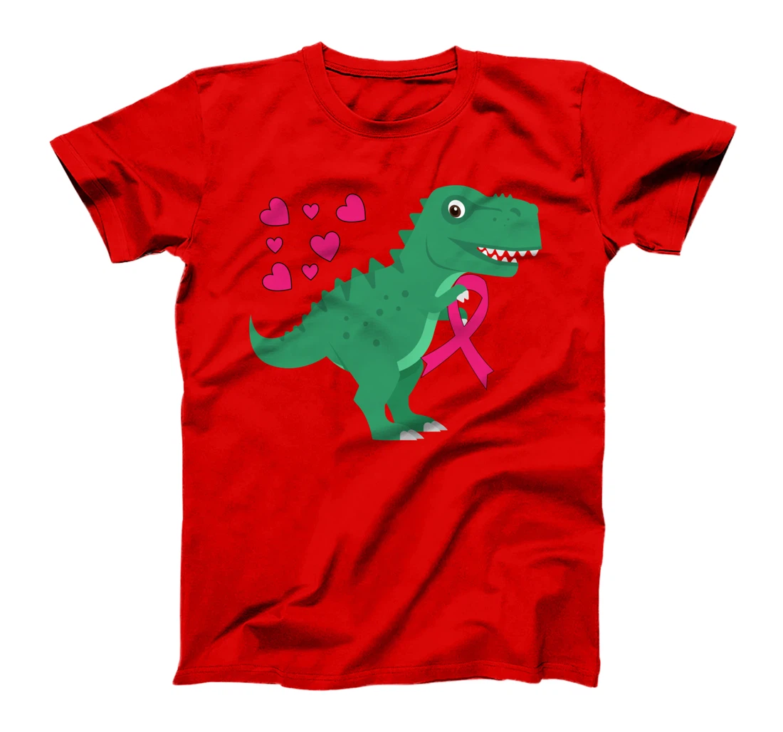 Pink Ribbon T-Rex Shirt Breast Cancer Awareness Boys Toddler T-Shirt