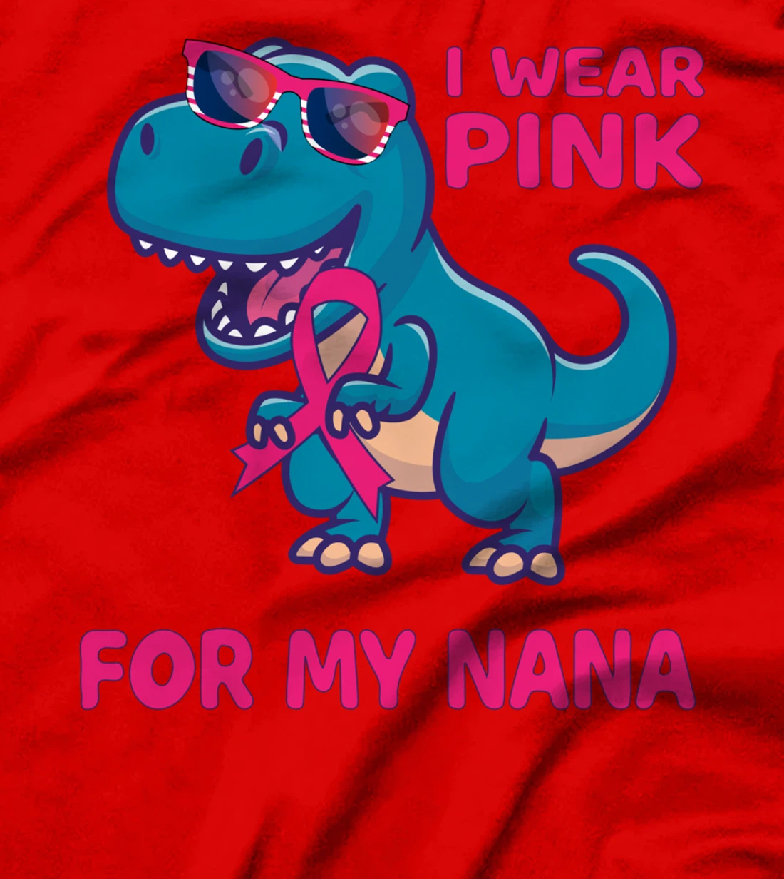 Pink Ribbon T-Rex Grandma Breast Cancer Awareness Toddlers T-Shirt
