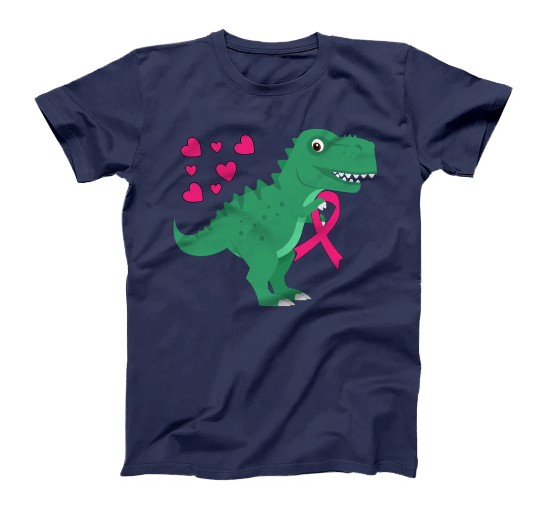Pink Ribbon T-Rex Shirt Breast Cancer Awareness Boys Toddler T-Shirt