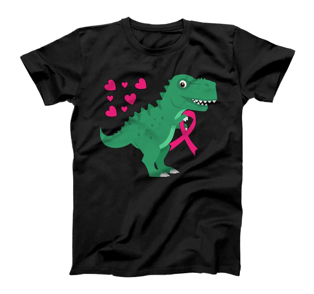 Pink Ribbon T-Rex Shirt Breast Cancer Awareness Boys Toddler T-Shirt