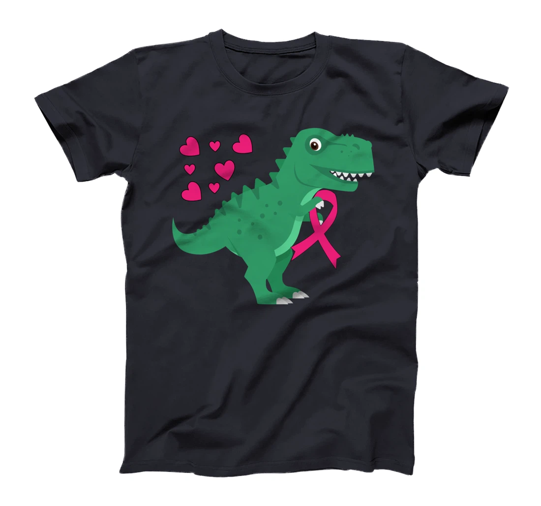 Pink Ribbon T-Rex Shirt Breast Cancer Awareness Boys Toddler T-Shirt
