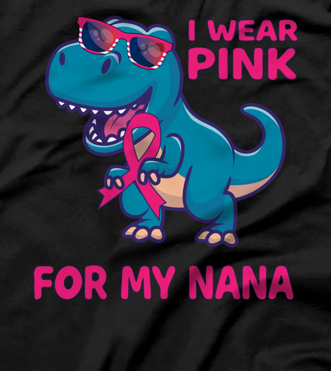 Pink Ribbon T-Rex Grandma Breast Cancer Awareness Toddlers T-Shirt