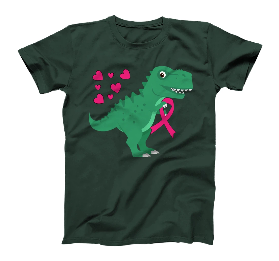Pink Ribbon T-Rex Shirt Breast Cancer Awareness Boys Toddler T-Shirt