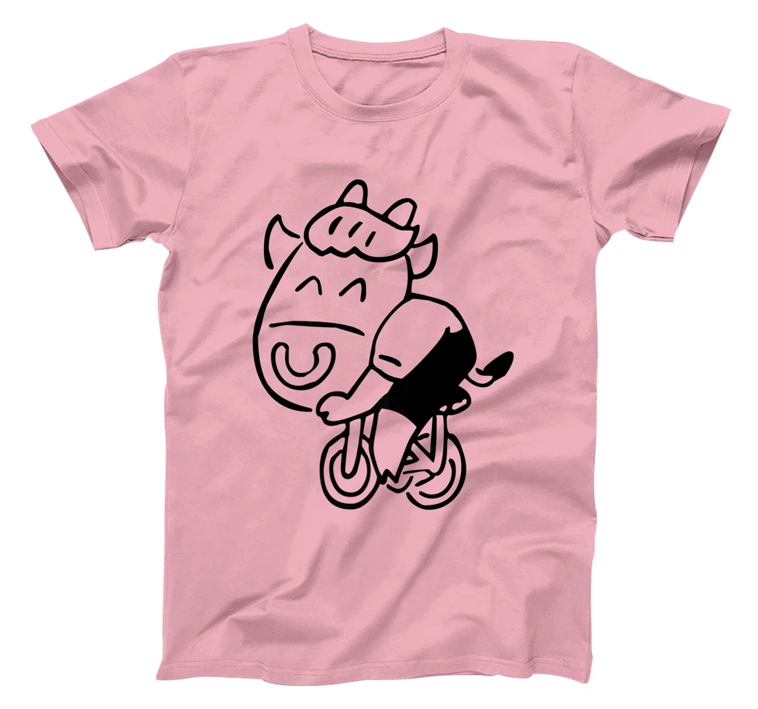 Womens Cow Riding Bicycle Cartoon T-Shirt, Kid T-Shirt and Women T-Shirt