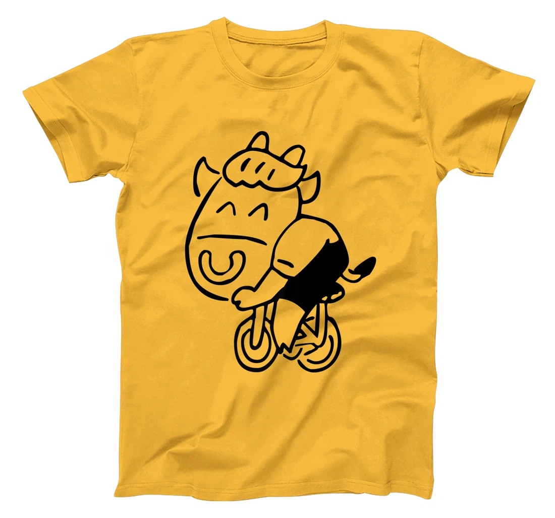 Womens Cow Riding Bicycle Cartoon T-Shirt, Kid T-Shirt and Women T-Shirt