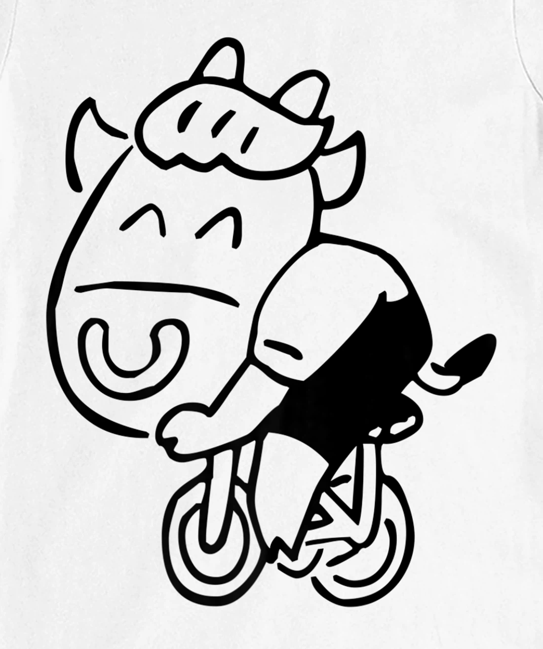 Womens Cow Riding Bicycle Cartoon T-Shirt, Kid T-Shirt and Women T-Shirt