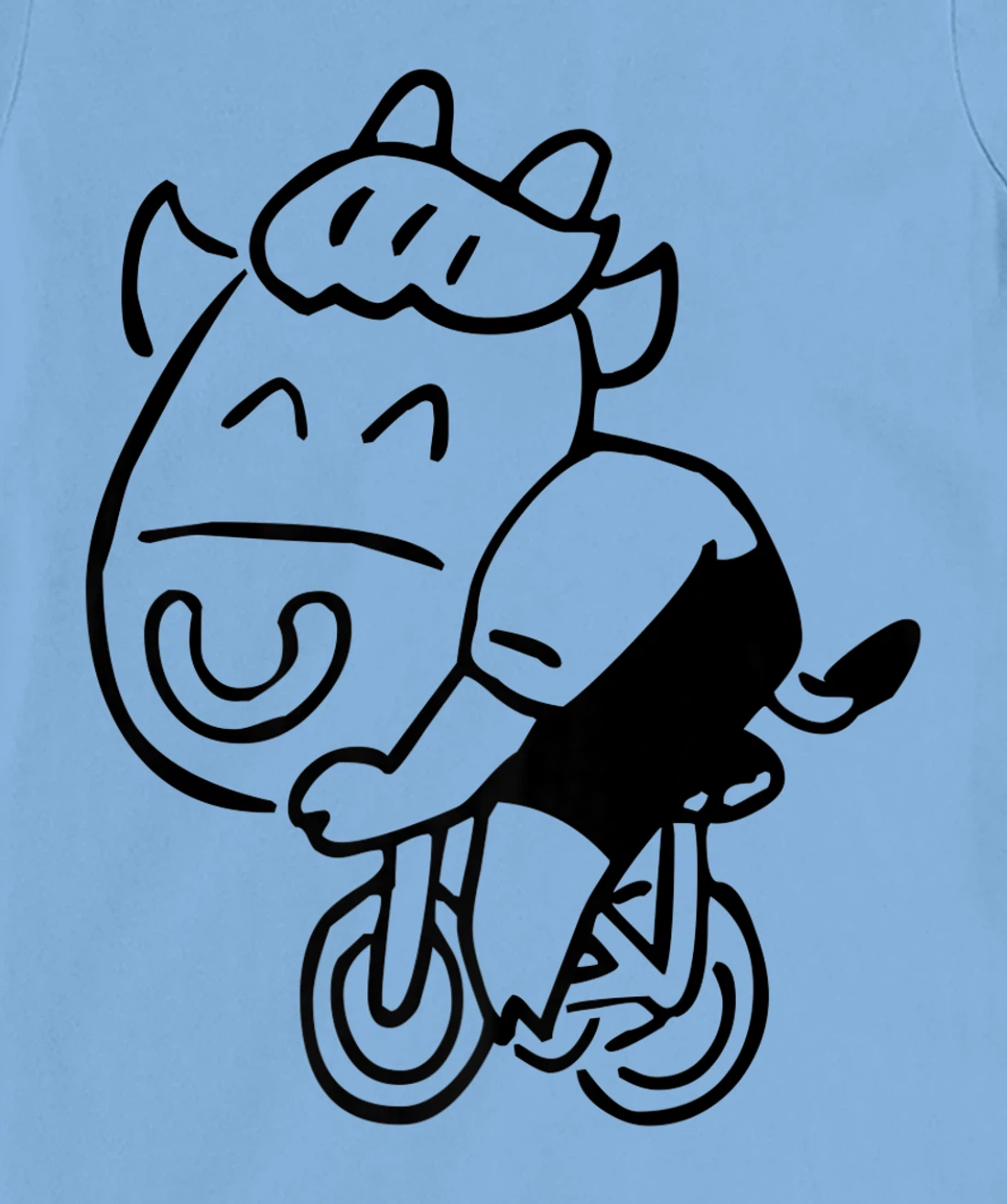 Womens Cow Riding Bicycle Cartoon T-Shirt, Kid T-Shirt and Women T-Shirt