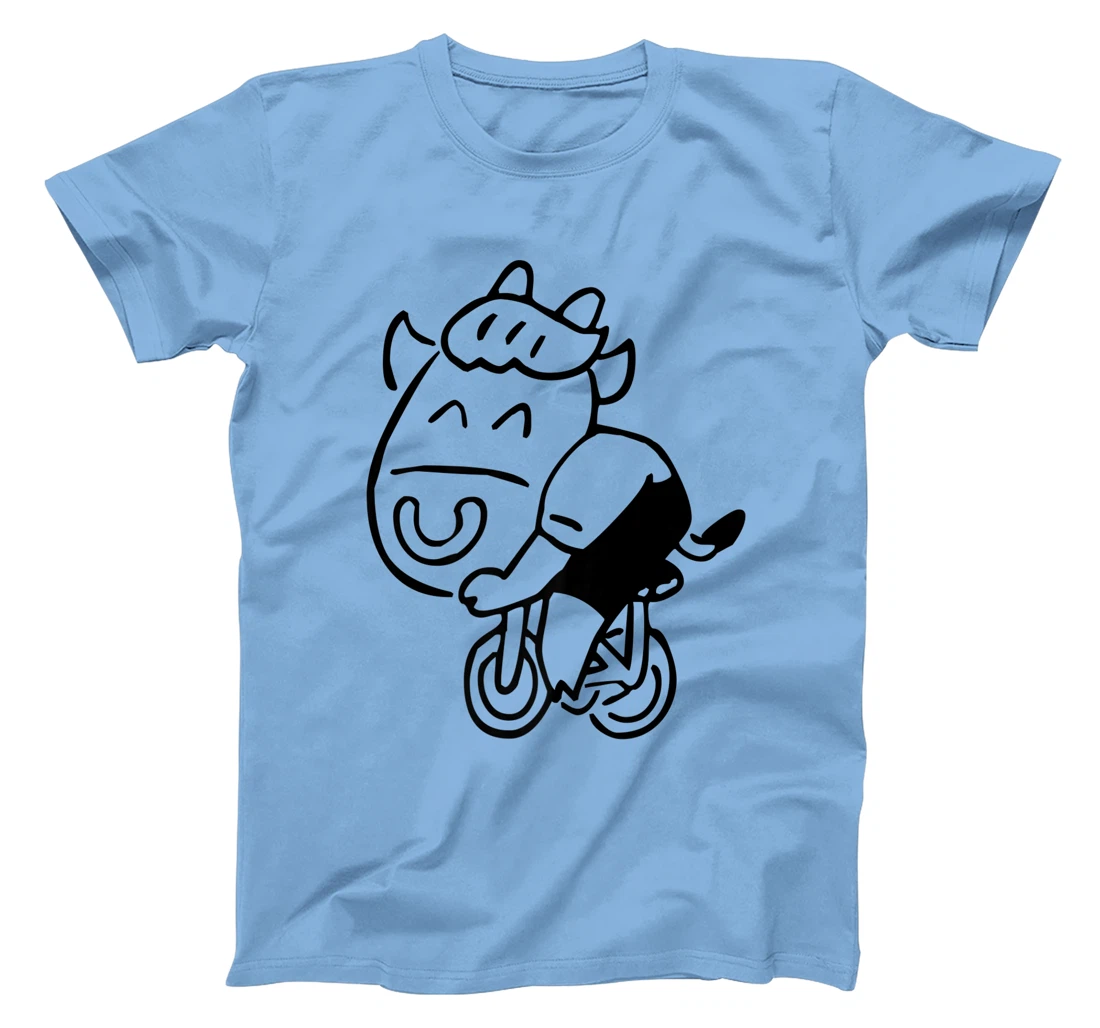 Womens Cow Riding Bicycle Cartoon T-Shirt, Kid T-Shirt and Women T-Shirt
