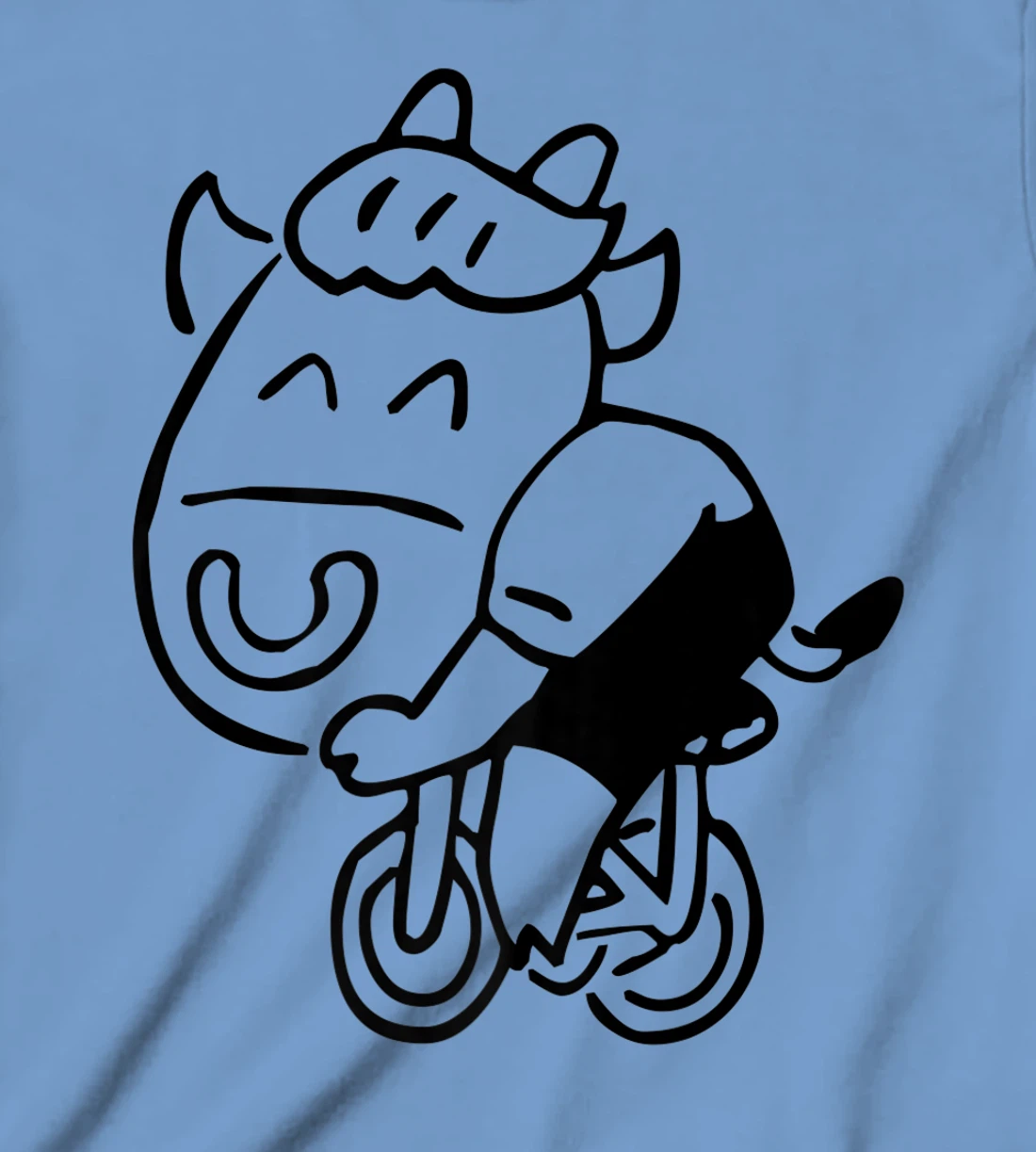 Womens Cow Riding Bicycle Cartoon T-Shirt, Kid T-Shirt and Women T-Shirt