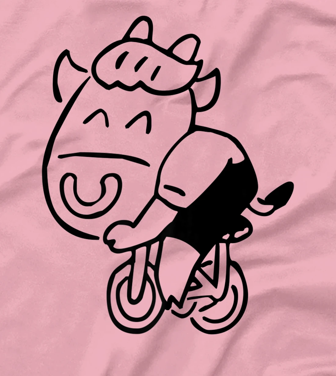 Womens Cow Riding Bicycle Cartoon T-Shirt, Kid T-Shirt and Women T-Shirt