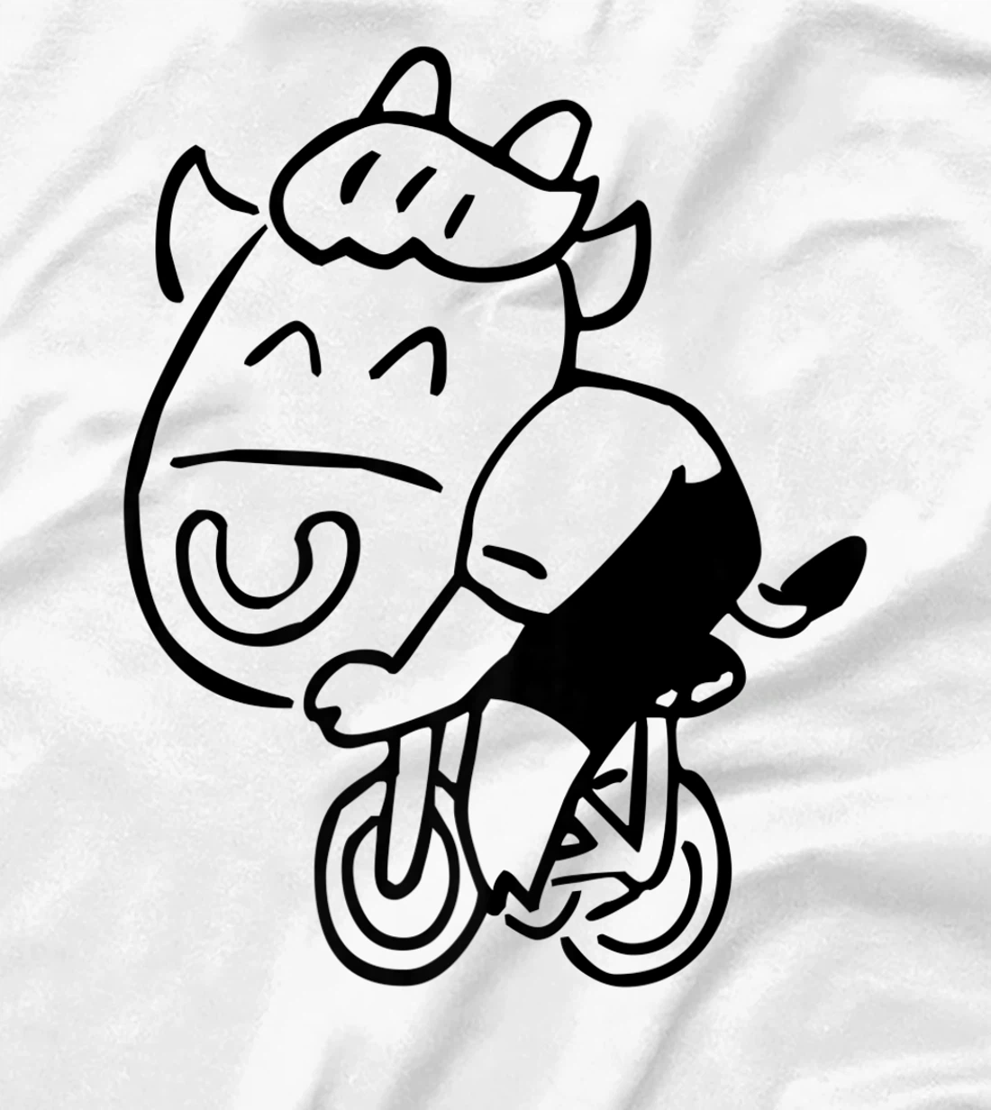 Womens Cow Riding Bicycle Cartoon T-Shirt, Kid T-Shirt and Women T-Shirt