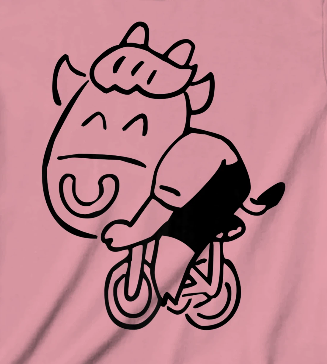 Womens Cow Riding Bicycle Cartoon T-Shirt, Kid T-Shirt and Women T-Shirt