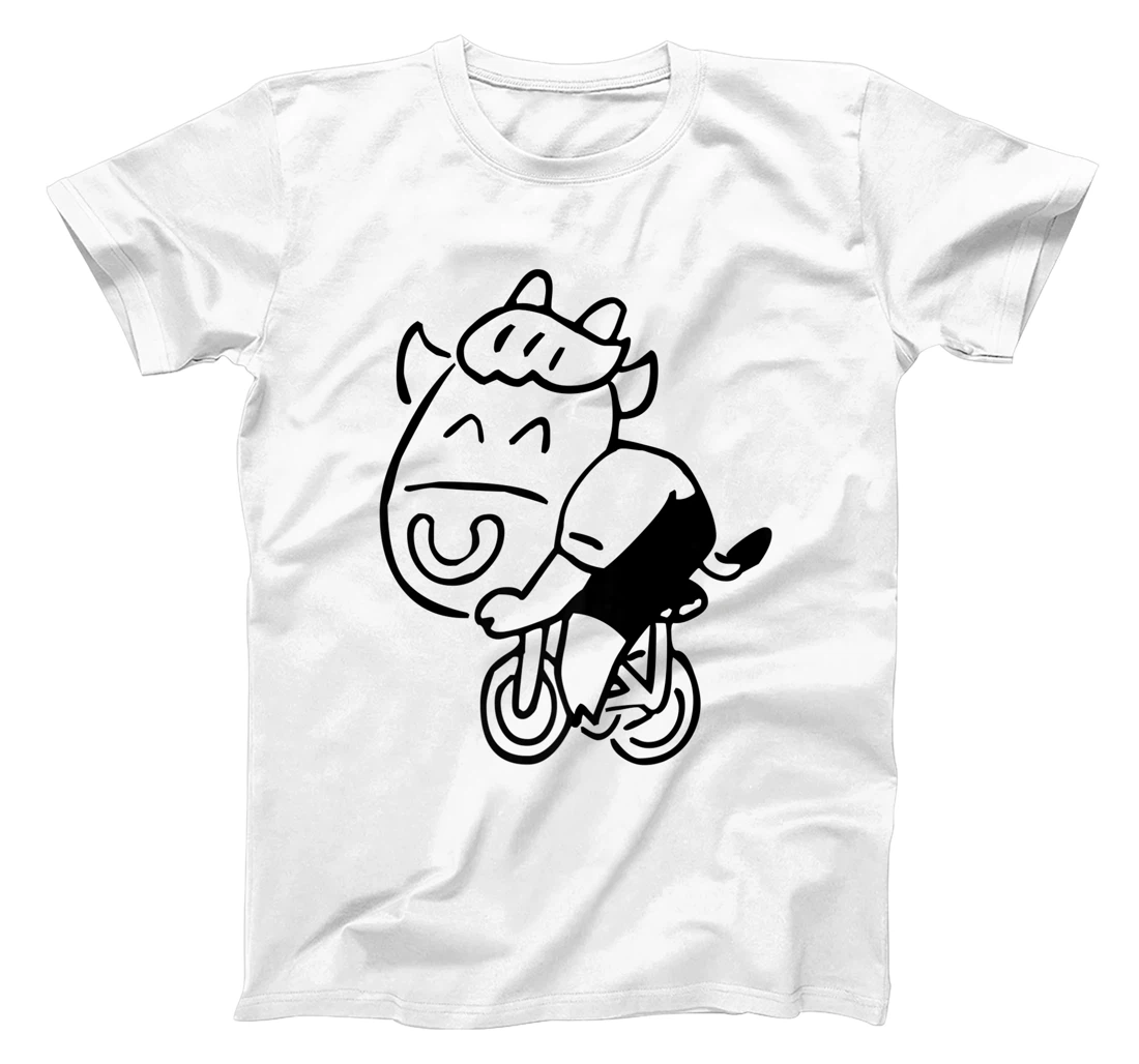 Womens Cow Riding Bicycle Cartoon T-Shirt, Kid T-Shirt and Women T-Shirt