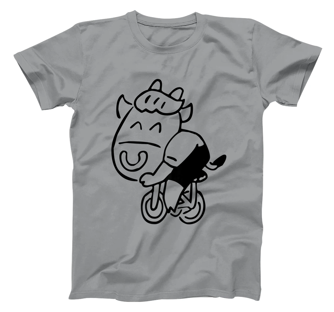 Womens Cow Riding Bicycle Cartoon T-Shirt, Kid T-Shirt and Women T-Shirt