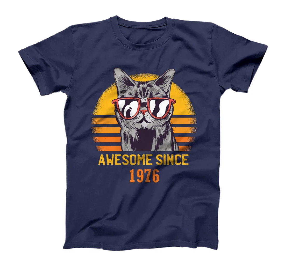 Awesome Since 1976 Cat Design Sunset T-Shirt