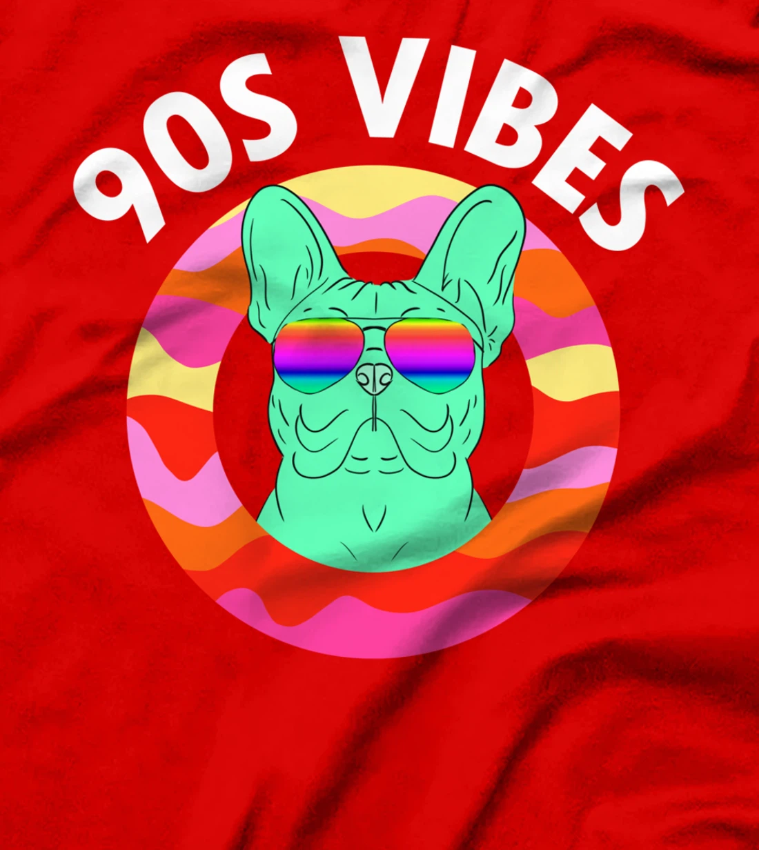 90s vibes lazy costume Frenchie dog mom Retro theme party T-Shirt