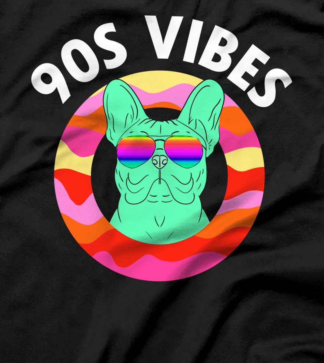 90s vibes lazy costume Frenchie dog mom Retro theme party T-Shirt