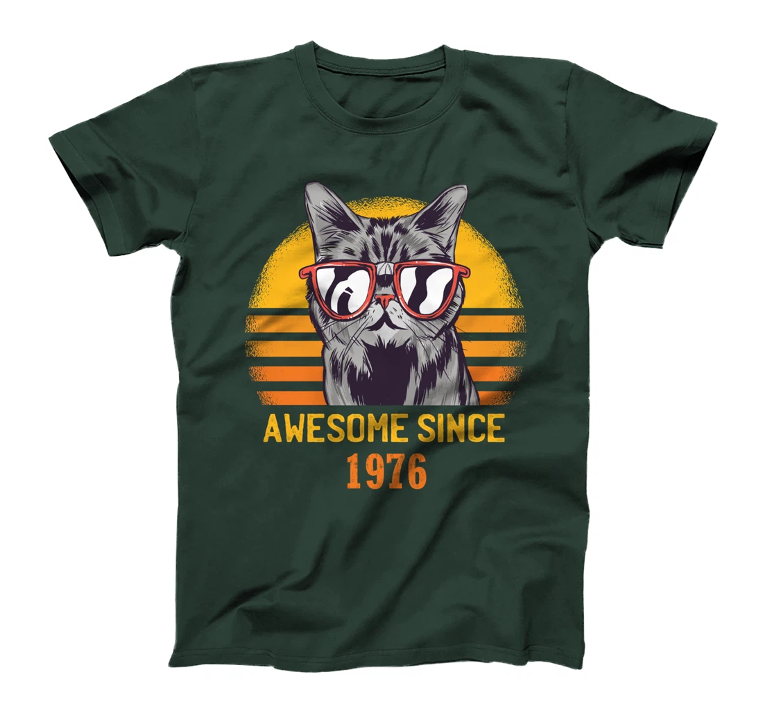 Awesome Since 1976 Cat Design Sunset T-Shirt