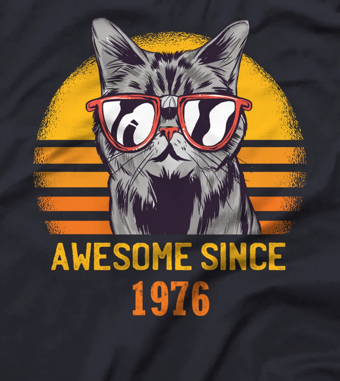 Awesome Since 1976 Cat Design Sunset T-Shirt
