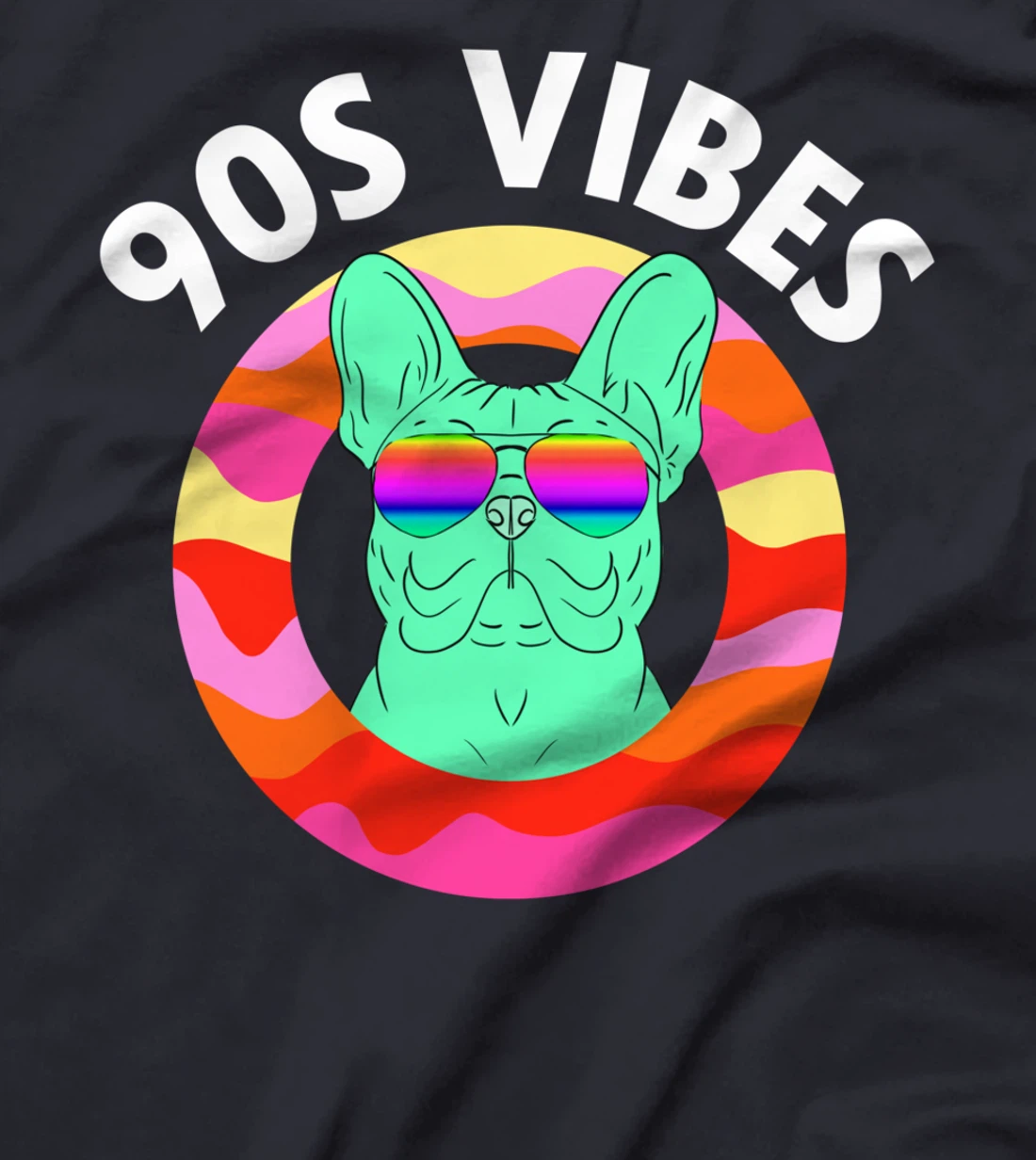 90s vibes lazy costume Frenchie dog mom Retro theme party T-Shirt