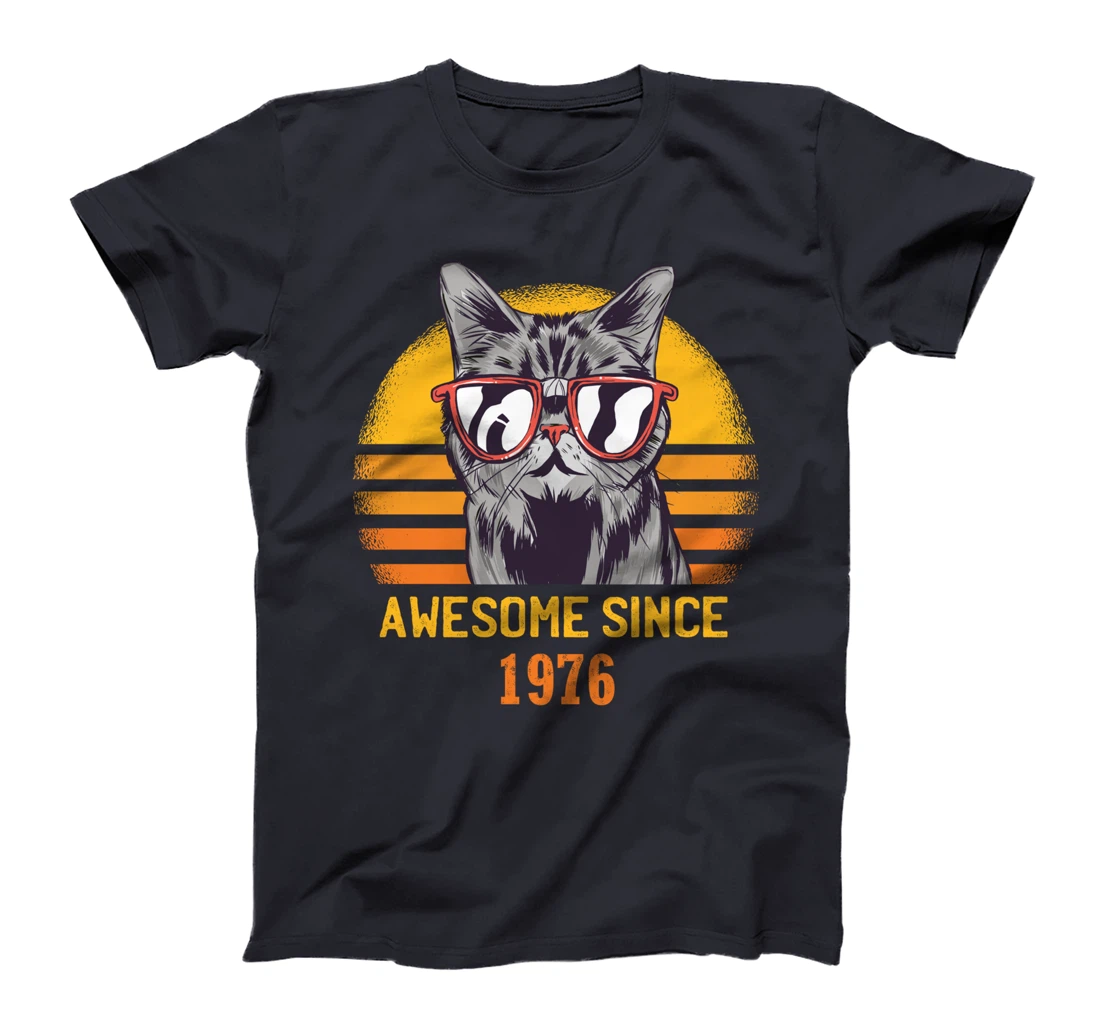 Awesome Since 1976 Cat Design Sunset T-Shirt