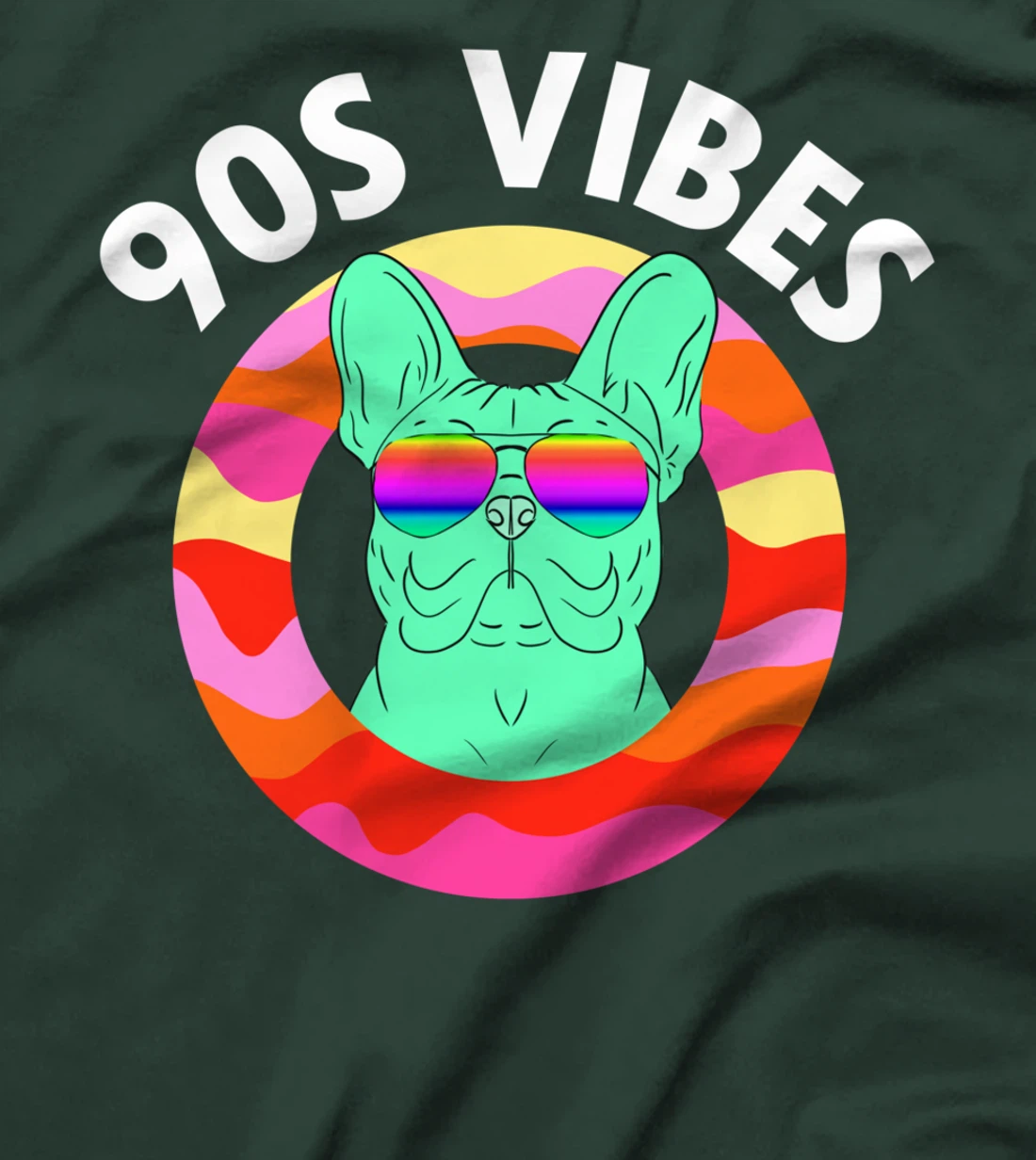 90s vibes lazy costume Frenchie dog mom Retro theme party T-Shirt