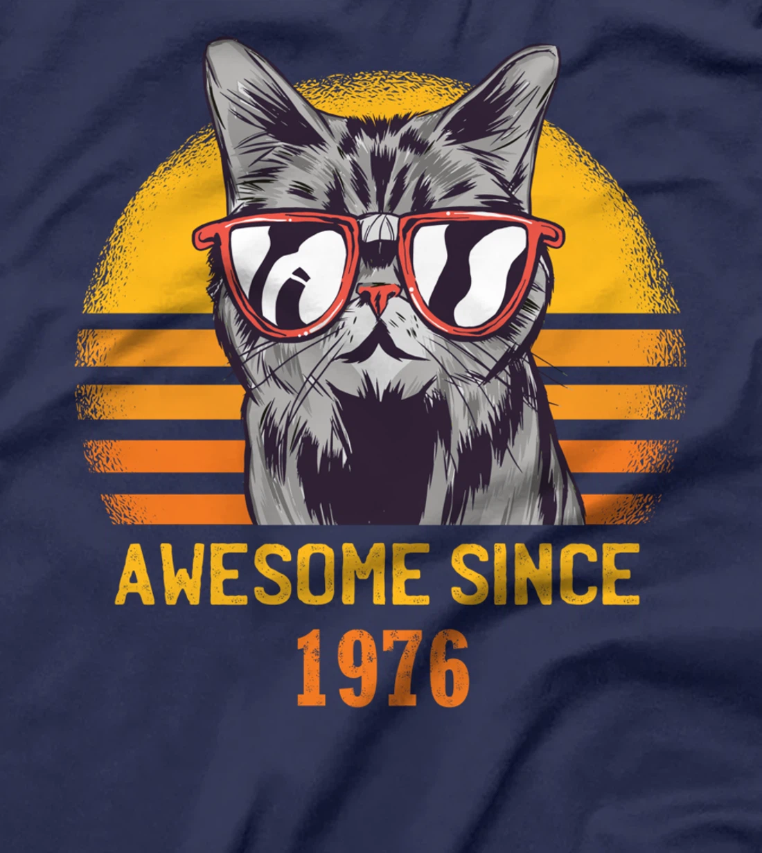 Awesome Since 1976 Cat Design Sunset T-Shirt