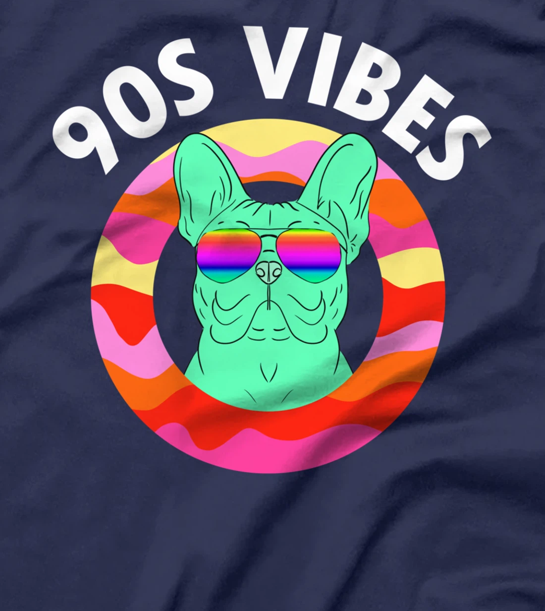 90s vibes lazy costume Frenchie dog mom Retro theme party T-Shirt