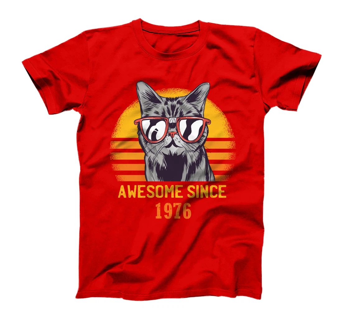 Awesome Since 1976 Cat Design Sunset T-Shirt