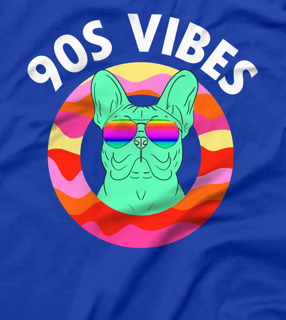 90s vibes lazy costume Frenchie dog mom Retro theme party T-Shirt