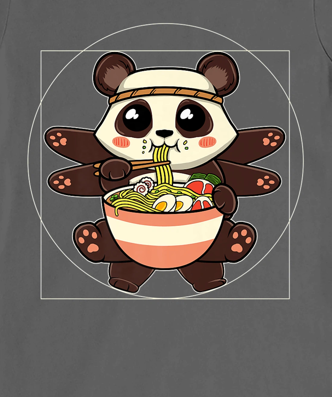 Ramen Noodles Panda Kawaii Anime Vitruvian Ramen Panda T-Shirt, Women T-Shirt