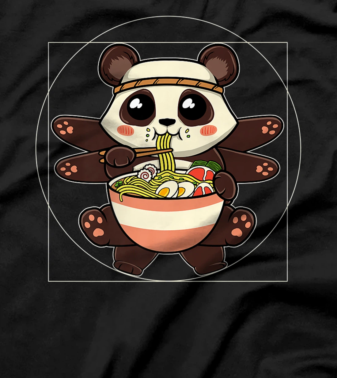 Ramen Noodles Panda Kawaii Anime Vitruvian Ramen Panda T-Shirt, Women T-Shirt