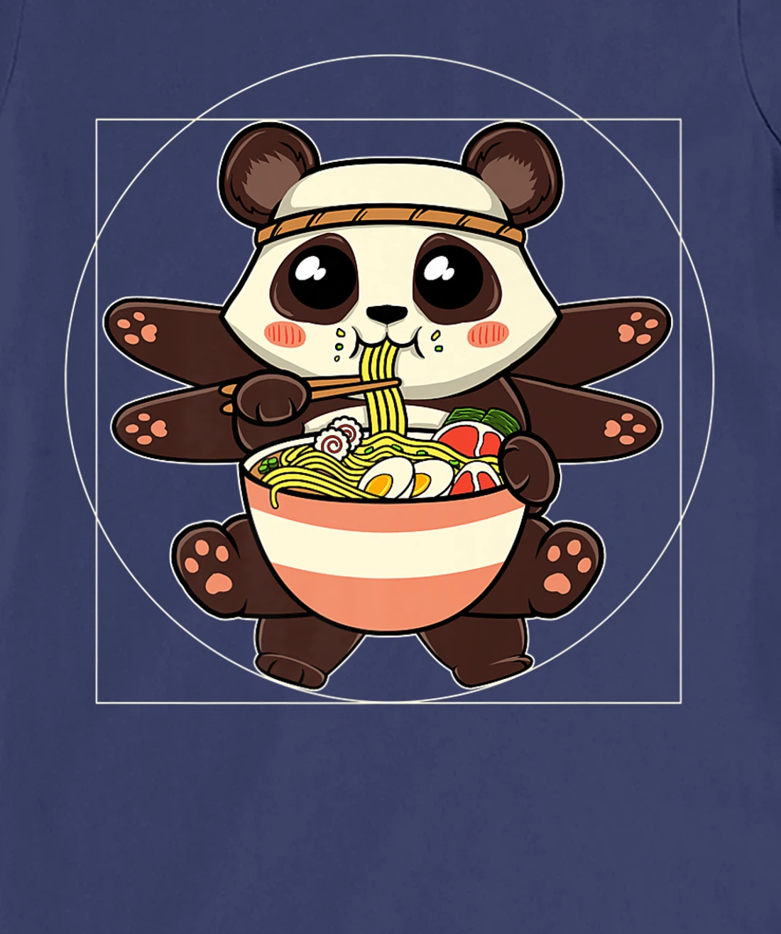 Ramen Noodles Panda Kawaii Anime Vitruvian Ramen Panda T-Shirt, Women T-Shirt