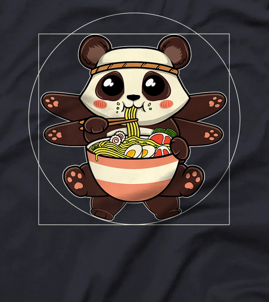 Ramen Noodles Panda Kawaii Anime Vitruvian Ramen Panda T-Shirt, Women T-Shirt