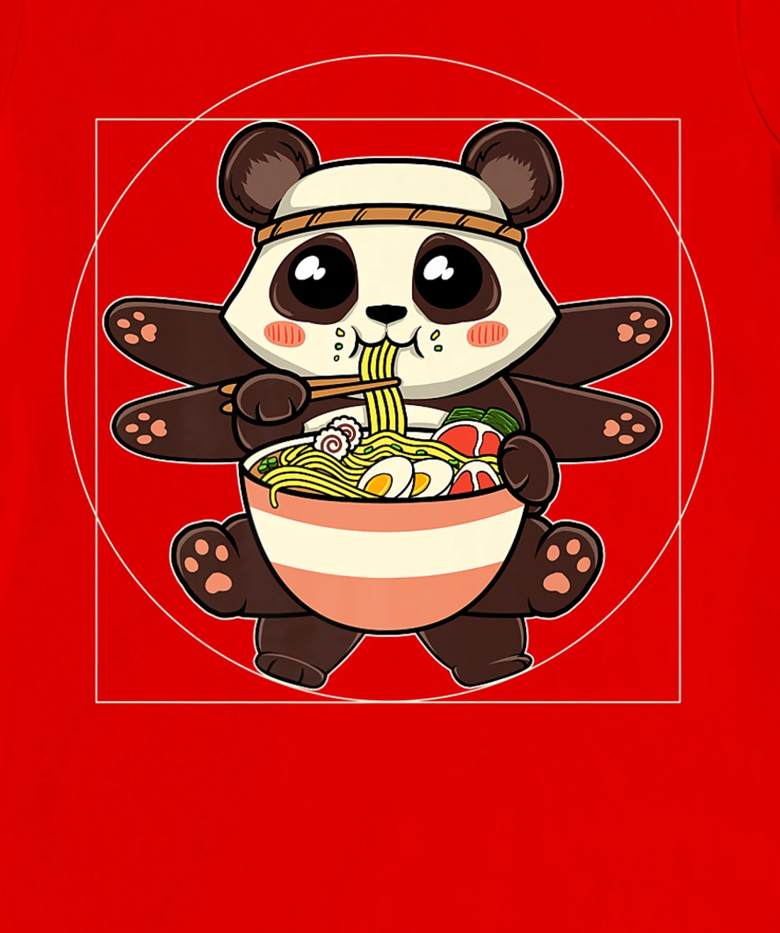 Ramen Noodles Panda Kawaii Anime Vitruvian Ramen Panda T-Shirt, Women T-Shirt